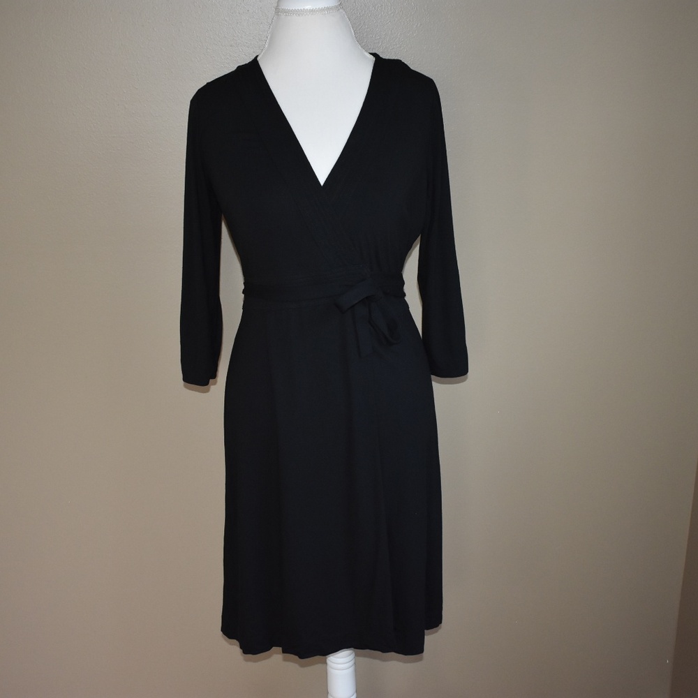 Ann Taylor Wrap Dress 8P Black